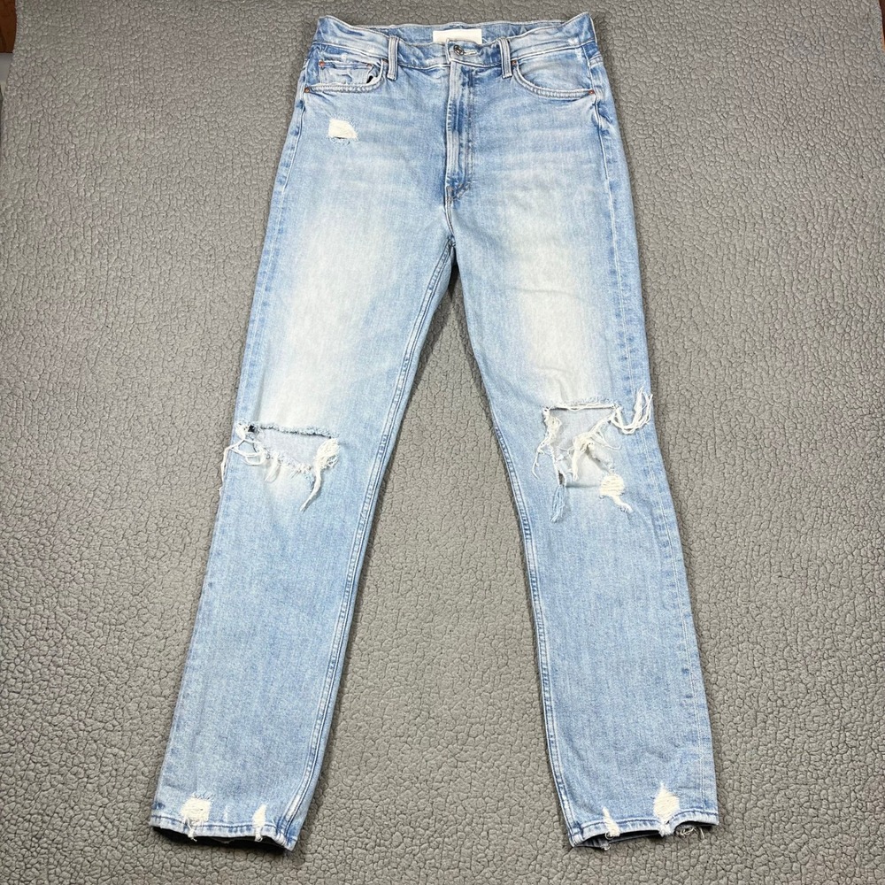 Mother High Waisted Rider Skimp Jeans Women 30 Distressed Blue The Confession